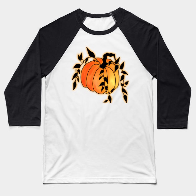 Cute Glowing Pumpkin Baseball T-Shirt by TheHermitCrab